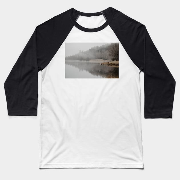 Bass Lake in Fog Baseball T-Shirt by LindsayVaughn